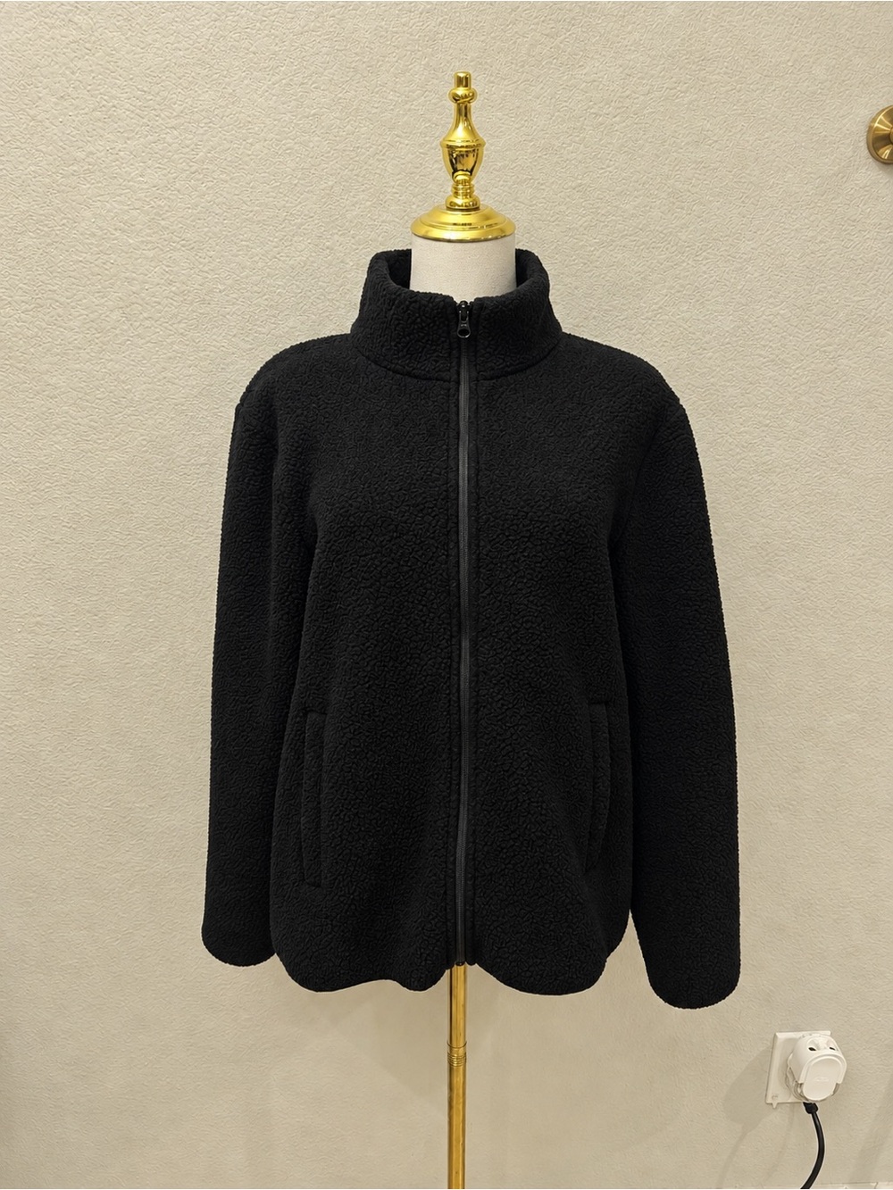 Quince Black Sherpa Zip-Up Jacket - Women's